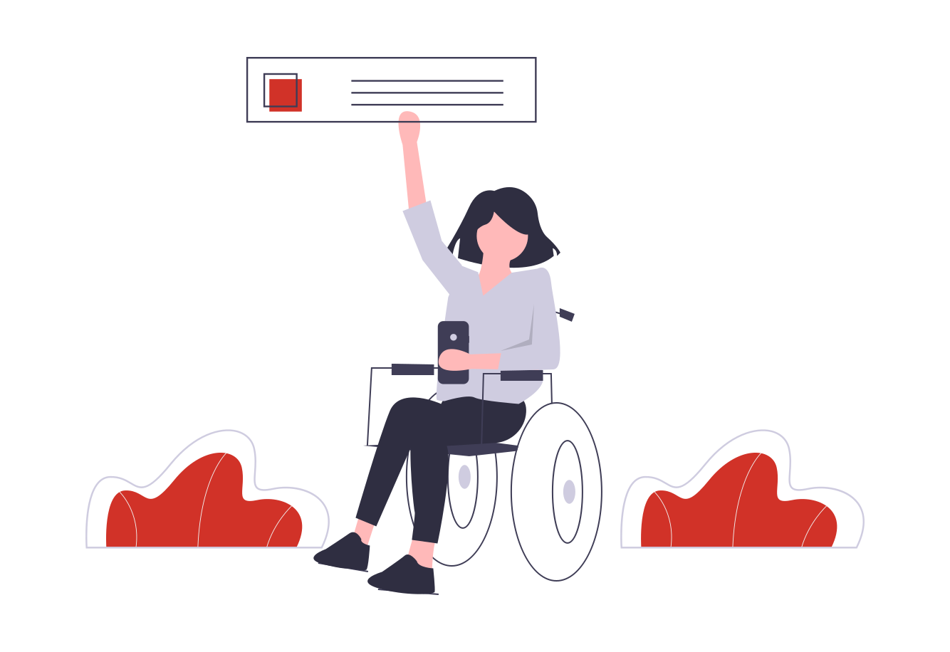 A user in a wheelchair and assistive device representing accessible internet usage