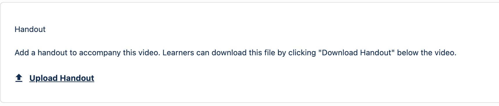 The video editor's "Upload Handout" option.